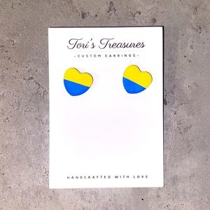 Ukraine flag colored heart earrings